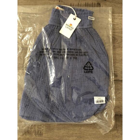 Marine Layer Gigi Shorts Crinkle Double Cloth Beach Summer Marlin Blue NWT XS - Picture 2 of 5